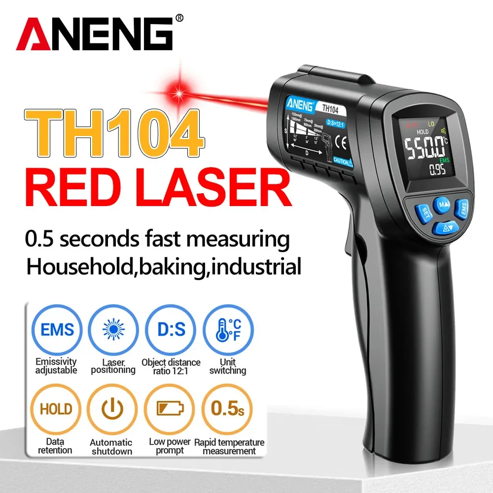 Industrial Laser Temperature Gun - ANENG TH104 Ręczny termometr na podczerwień