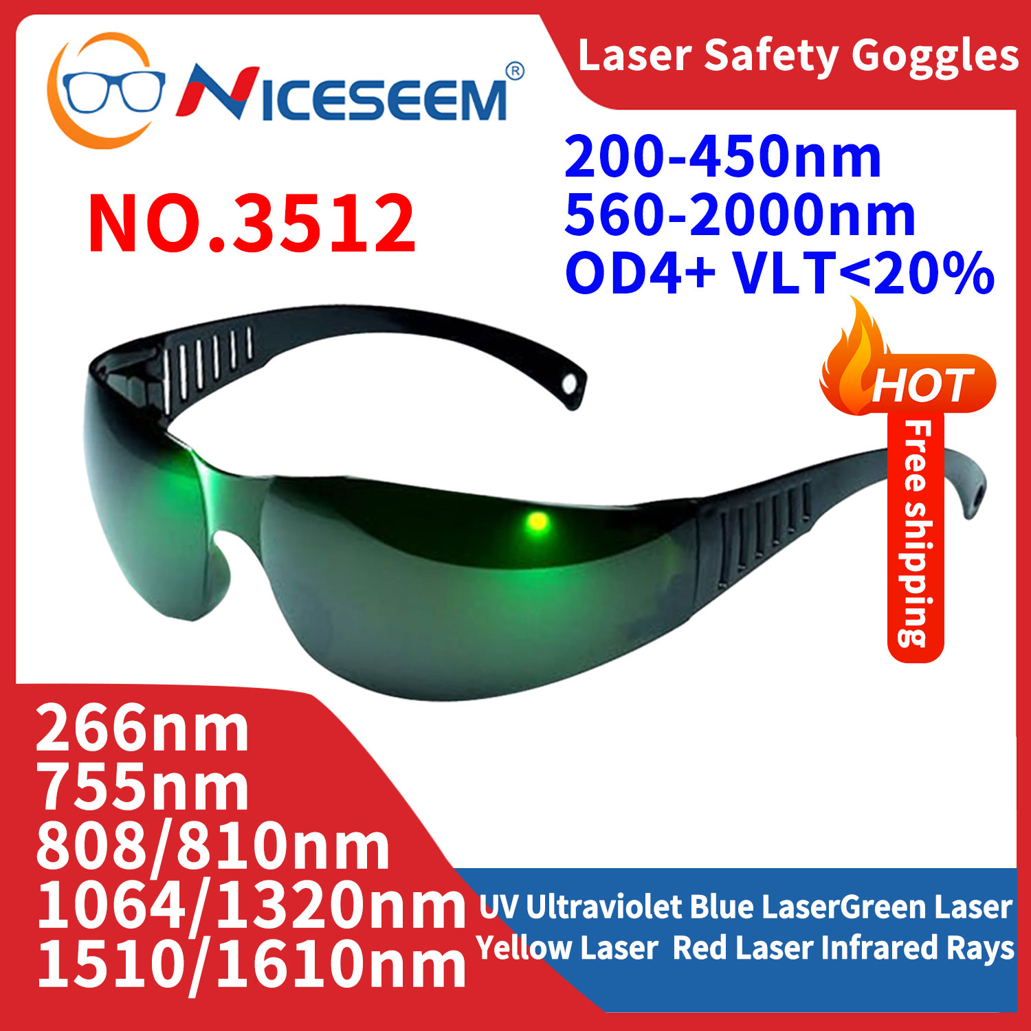 Laser Safety Goggles - Gogle ołowiane okulary radiacyjne ochronne bezpieczeństwo